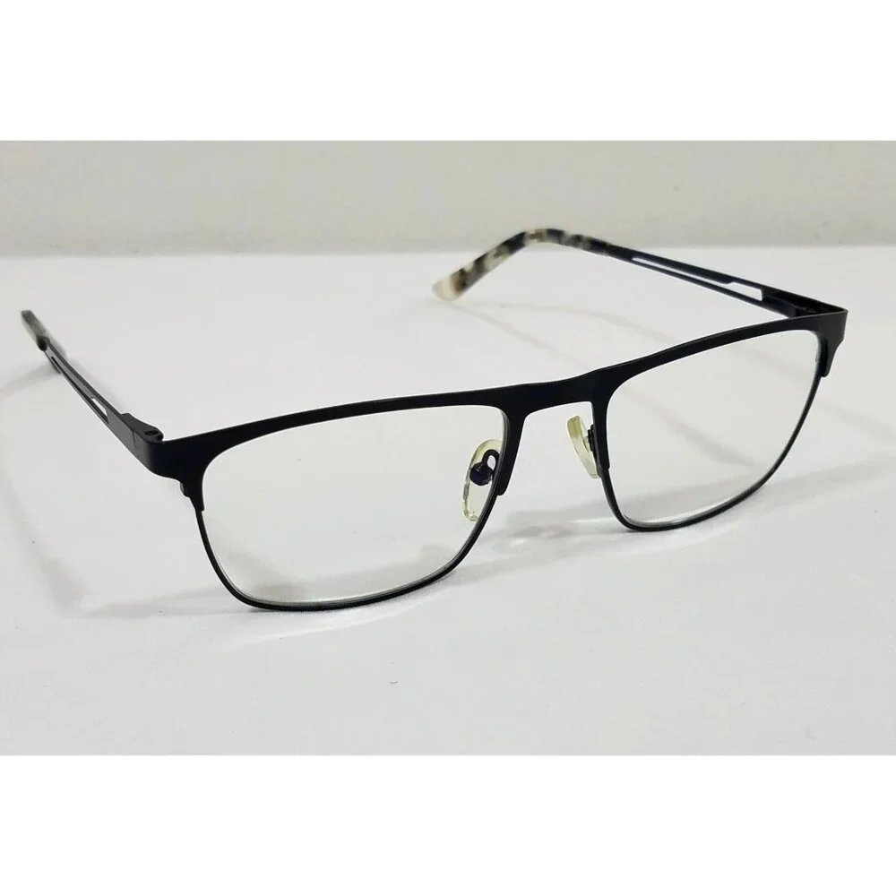 Black Metal Eyeglass Frames With Tortoise Temple Tips 51/17-141 C1